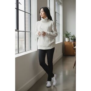 Calvin Klein Performance Cream Ivory High Neck Fleece Sweatshirt Women’s Size M